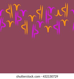 Horizontal seamless  pattern of zodiac signs, doodles,  object,aries,libra,  copy space. Hand drawn.