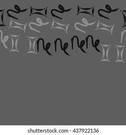 Horizontal seamless pattern of zodiac signs, doodles,  object,gemini,capricorn,copy space. Hand drawn.