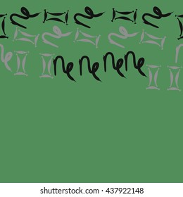 Horizontal seamless pattern of zodiac signs, doodles,  object,gemini,capricorn,copy space. Hand drawn.