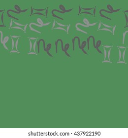 Horizontal seamless pattern of zodiac signs, doodles,  object,gemini,capricorn,copy space. Hand drawn.