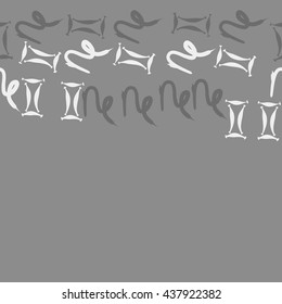 Horizontal seamless pattern of zodiac signs, doodles,  object,gemini,capricorn,copy space. Hand drawn.