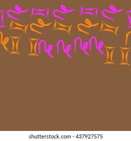 Horizontal seamless pattern of zodiac signs, doodles,  object,gemini,capricorn,copy space. Hand drawn.