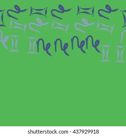 Horizontal seamless pattern of zodiac signs, doodles,  object,gemini,capricorn,copy space. Hand drawn.