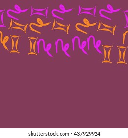 Horizontal seamless pattern of zodiac signs, doodles,  object,gemini,capricorn,copy space. Hand drawn.