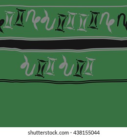 Horizontal seamless pattern of zodiac signs, doodles,  object,gemini,capricorn, stripes, spot, copy space. Hand drawn.
