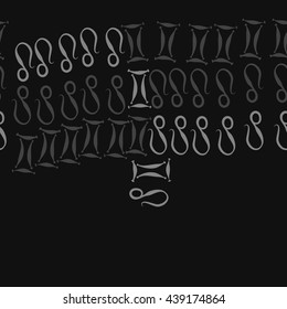 Horizontal seamless pattern of zodiac signs, doodles,  object, gemini,lion,  copy space. Hand drawn.