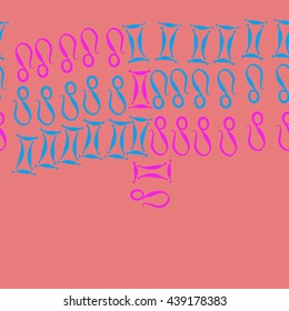 Horizontal seamless pattern of zodiac signs, doodles,  object, gemini,lion,  copy space. Hand drawn.