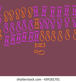 Horizontal seamless pattern of zodiac signs, doodles,  object, gemini,lion,  copy space. Hand drawn.
