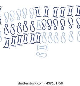 Horizontal seamless pattern of zodiac signs, doodles,  object, gemini,lion,  copy space. Hand drawn.