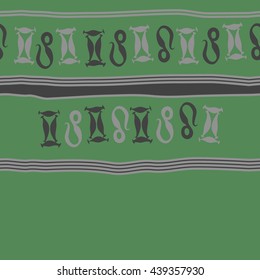 Horizontal seamless pattern of zodiac signs, doodles,  object, gemini,lion, stripes, spot, copy space. Hand drawn.