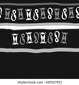 Horizontal seamless pattern of zodiac signs, doodles,  object, gemini,lion, stripes, spot, copy space. Hand drawn.