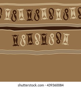 Horizontal seamless pattern of zodiac signs, doodles,  object, gemini,lion, stripes, spot, copy space. Hand drawn.