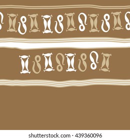 Horizontal seamless pattern of zodiac signs, doodles,  object, gemini,lion, stripes, spot, copy space. Hand drawn.
