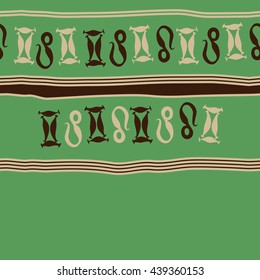 Horizontal seamless pattern of zodiac signs, doodles,  object, gemini,lion, stripes, spot, copy space. Hand drawn.
