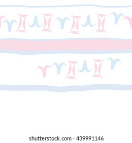 Horizontal seamless pattern of zodiac signs, doodles,  object, gemini,aries, stripes, spot, copy space. Hand drawn.