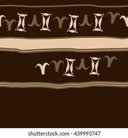 Horizontal seamless pattern of zodiac signs, doodles,  object, gemini,aries, stripes, spot, copy space. Hand drawn.