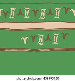 Horizontal seamless pattern of zodiac signs, doodles,  object, gemini,aries, stripes, spot, copy space. Hand drawn.