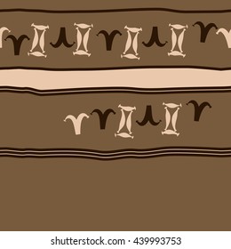 Horizontal seamless pattern of zodiac signs, doodles,  object, gemini,aries, stripes, spot, copy space. Hand drawn.