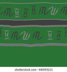 Horizontal seamless pattern of zodiac signs, doodles,  object, gemini,scorpio, stripes, spot, copy space. Hand drawn.