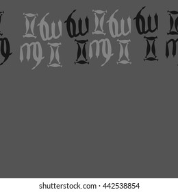 Horizontal seamless  pattern of zodiac signs, doodles,  object, gemini,virgo, copy space. Hand drawn.