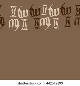 Horizontal seamless  pattern of zodiac signs, doodles,  object, gemini,virgo, copy space. Hand drawn.