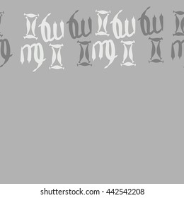 Horizontal seamless  pattern of zodiac signs, doodles,  object, gemini,virgo, copy space. Hand drawn.