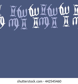 Horizontal seamless  pattern of zodiac signs, doodles,  object, gemini,virgo, copy space. Hand drawn.