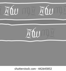Horizontal seamless pattern of zodiac signs, doodles,  object, gemini,virgo,stripes, spot, copy space . Hand drawn.