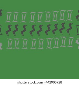 Horizontal seamless pattern of zodiac signs, doodles,  object, gemini,aquarius, copy space . Hand drawn.