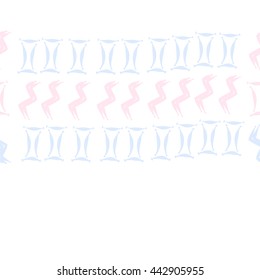 Horizontal seamless pattern of zodiac signs, doodles,  object, gemini,aquarius, copy space . Hand drawn.