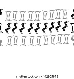 Horizontal seamless pattern of zodiac signs, doodles,  object, gemini,aquarius, copy space . Hand drawn.