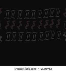 Horizontal seamless pattern of zodiac signs, doodles,  object, gemini,aquarius, copy space . Hand drawn.