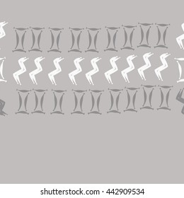 Horizontal seamless pattern of zodiac signs, doodles,  object, gemini,aquarius, copy space . Hand drawn.