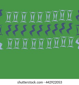 Horizontal seamless pattern of zodiac signs, doodles,  object, gemini,aquarius, copy space . Hand drawn.