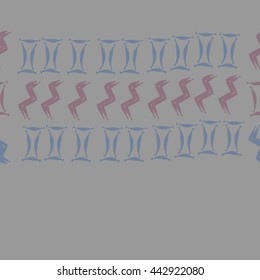 Horizontal seamless pattern of zodiac signs, doodles,  object, gemini,aquarius, copy space . Hand drawn.