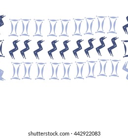 Horizontal seamless pattern of zodiac signs, doodles,  object, gemini,aquarius, copy space . Hand drawn.