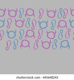 Horizontal seamless pattern of zodiac signs, doodles,  object, taurus,lions, copy space. Hand drawn.
