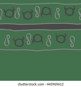 Horizontal seamless pattern of zodiac signs, doodles,  object, taurus,lions, stripes, spot, copy space. Hand drawn.
