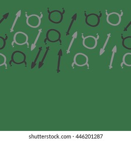 Horizontal seamless pattern of zodiac signs, doodles,  object, taurus,sagittarius,  copy space. Hand drawn.