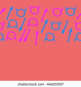 Horizontal seamless pattern of zodiac signs, doodles,  object, taurus,sagittarius,  copy space. Hand drawn.