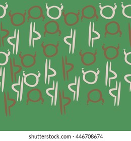 Horizontal seamless pattern of zodiac signs, doodles,  object, taurus,libra,  copy space. Hand drawn.