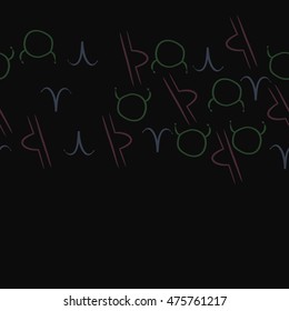 Horizontal seamless  pattern of zodiac signs. Hand drawn.