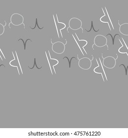 Horizontal seamless  pattern of zodiac signs. Hand drawn.