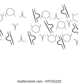 Horizontal seamless  pattern of zodiac signs. Hand drawn.