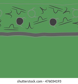 Horizontal seamless  pattern of zodiac signs, stripes. Hand drawn.