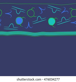 Horizontal seamless  pattern of zodiac signs, stripes. Hand drawn.