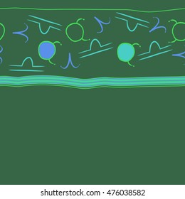 Horizontal seamless  pattern of zodiac signs, stripes. Hand drawn.