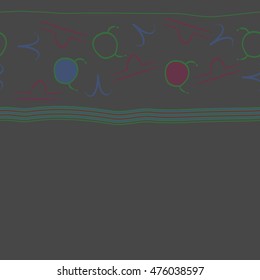 Horizontal seamless  pattern of zodiac signs, stripes. Hand drawn.