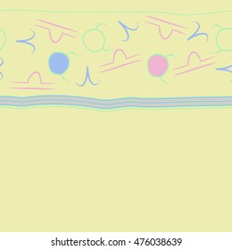 Horizontal seamless  pattern of zodiac signs, stripes. Hand drawn.