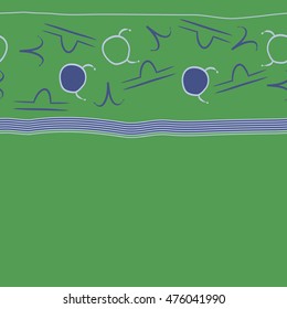 Horizontal seamless  pattern of zodiac signs, stripes. Hand drawn.